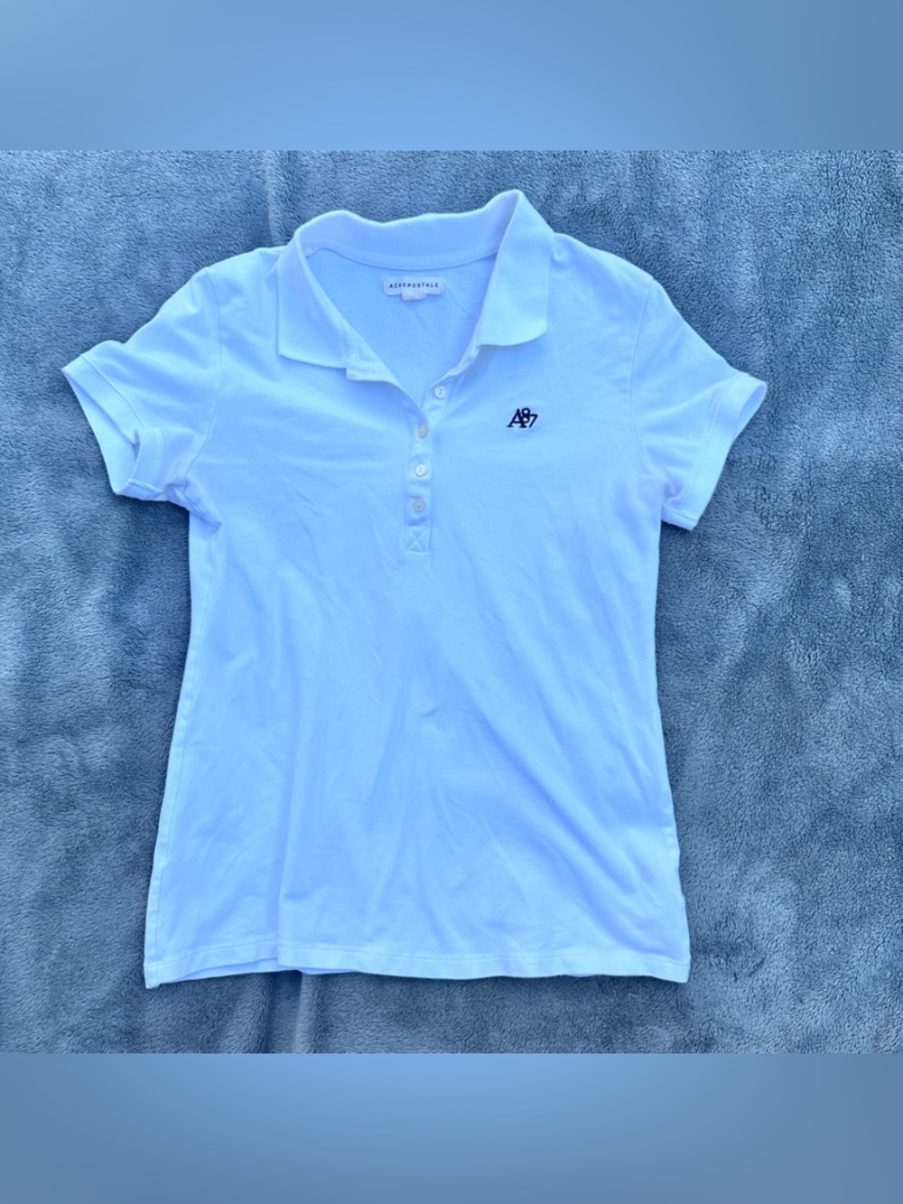 Retro Y2K Aeropostale White Preppy Polo - Juniors Large